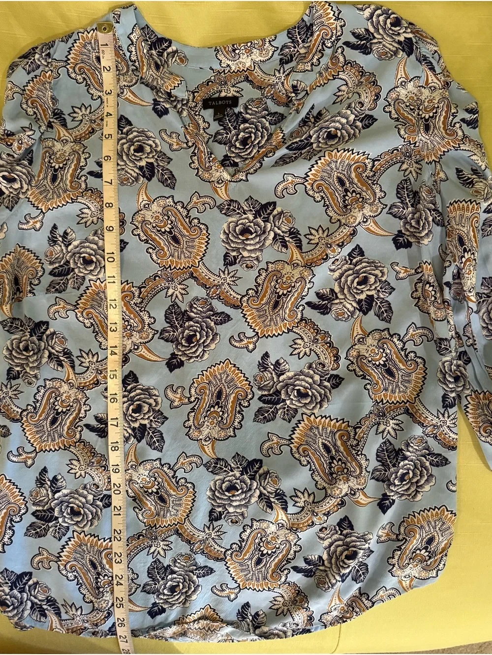 Talbots Light Blue Paisley & Floral Split-Neck Tunic - Picture 6 of 6